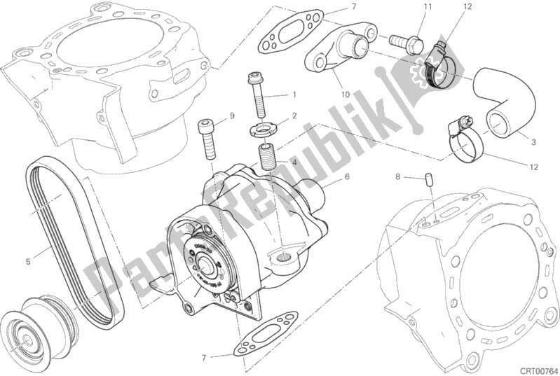 All parts for the Pompa Acqua of the Ducati Diavel Xdiavel Brasil 1260 2018